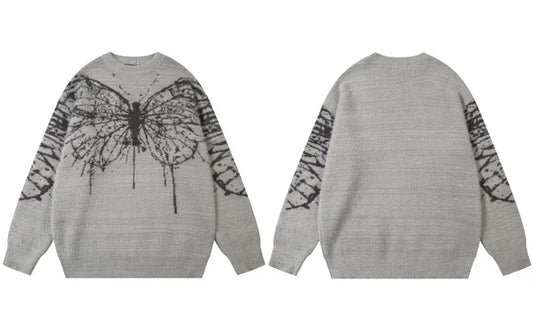 Gonthwid Knitted Butterfly Graphic Pullover