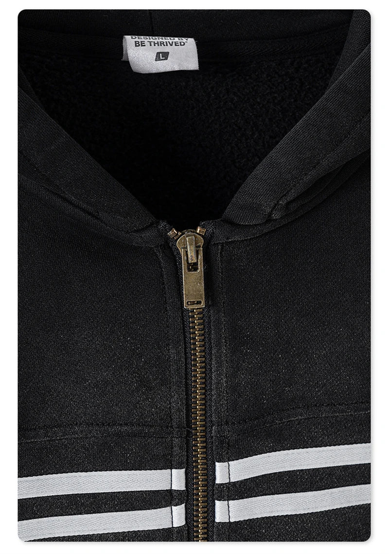 ZODF Retro Zipper Fleece Hoodie & Washed Fleece Straight Pants