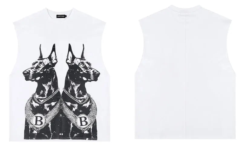 GONTHWID Doberman Dog Graphic Print Sleeveless Vest T-Shirt