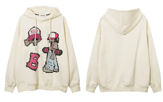 GONTHWID Cartoon Graphic Printed Hooded Sweatshirt