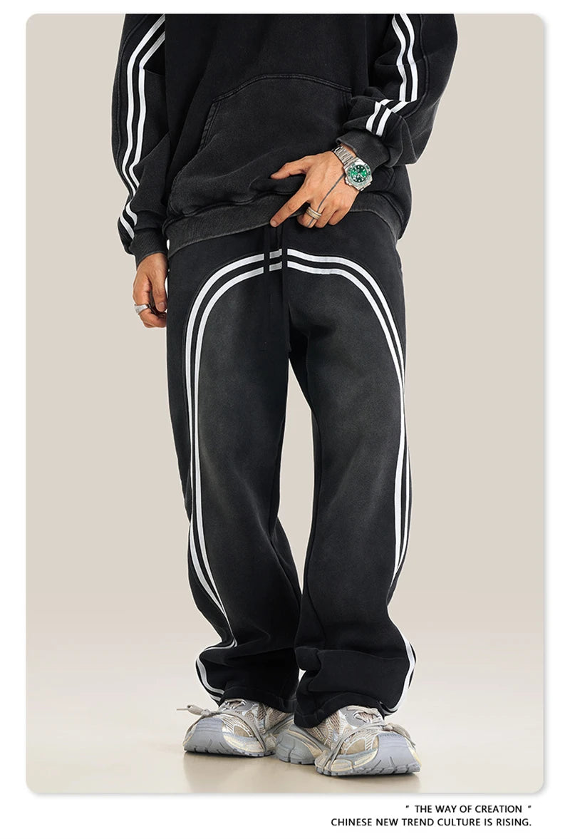 ZODF Retro Zipper Fleece Hoodie & Washed Fleece Straight Pants