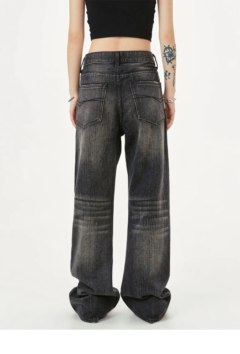 MADE EXTREME Distressed Washed Scratched Baggy Jeans